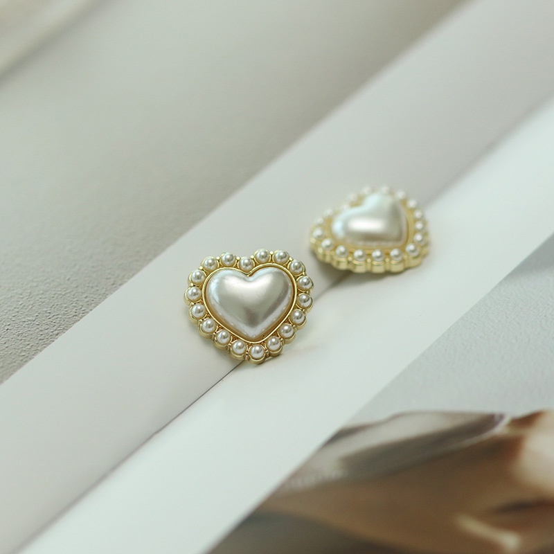 Set 10 Nút Trái Tim Bằng Hợp Kim Màu Vàng / Bạc Làm Đồ Thủ Công DIY