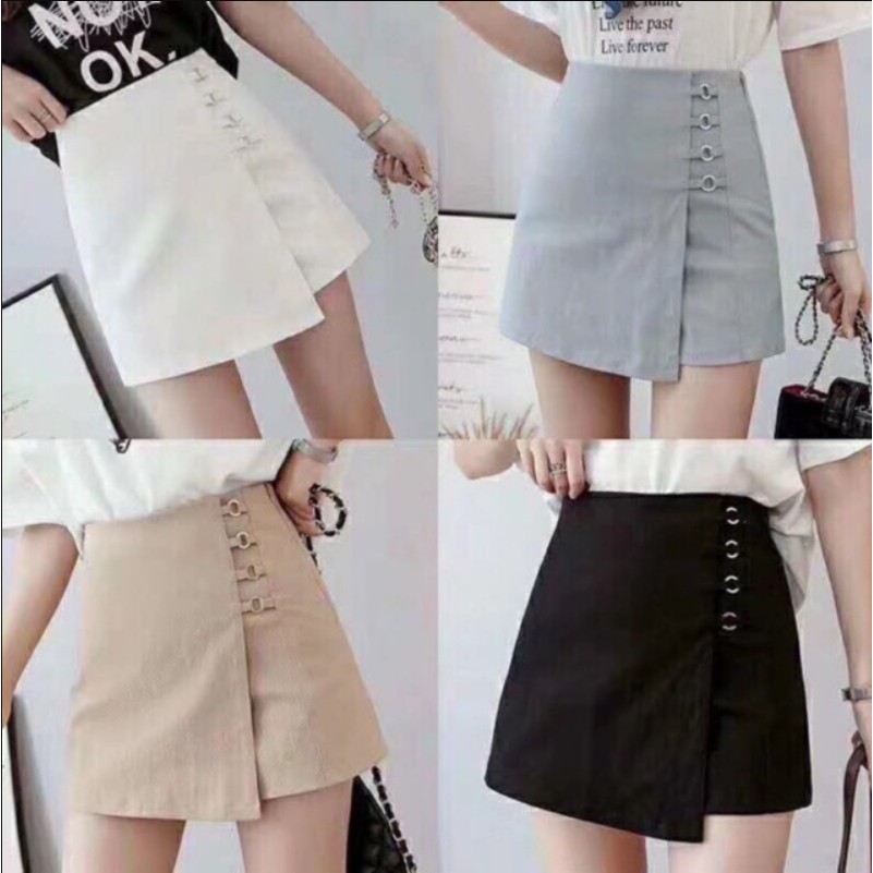 Quần short nữ Morva giả váy cạp cao, Quần giả váy vòng sườn thời trang