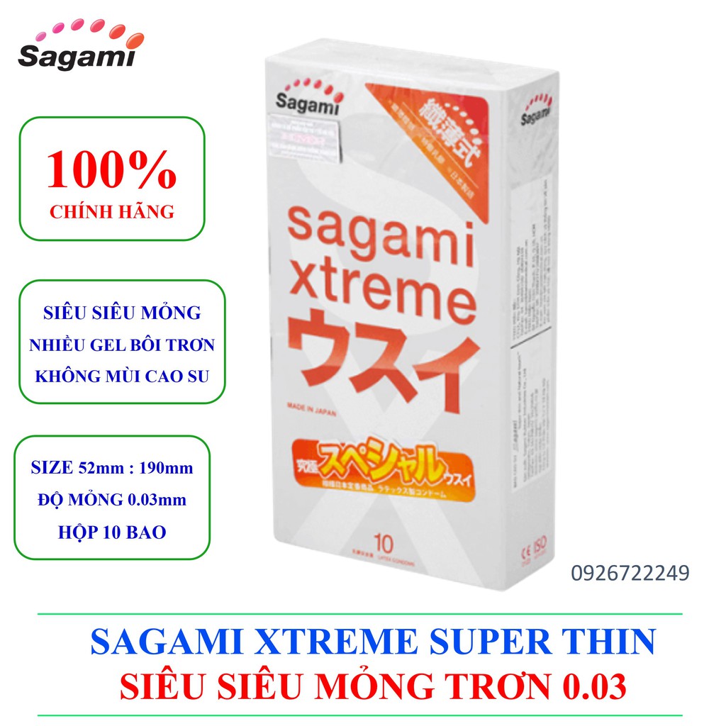 [SAGAMI] Bao cao su SAGAMI siêu siêu mỏng nhất thế giới SAGAMI Xtreme Super Thin 0.03mm bao cao su mỏng trơn nhiều gel
