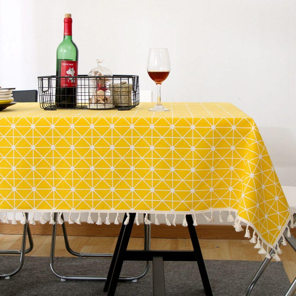 Khăn Trải Bàn Chất Liệu Cotton Lanh Hình Chữ Nhật Họa Tiết Kẻ Sọc Màu Vàng Chống Bụi Trang Trí Nhà Cửa / Khách Sạn / Nhà Bếp