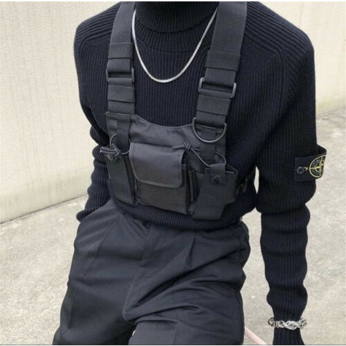 Túi đeo trước ngực bao tử fanny bag túi hộp nam nữ unisex màu đen đi quẩy rave cá tính street style