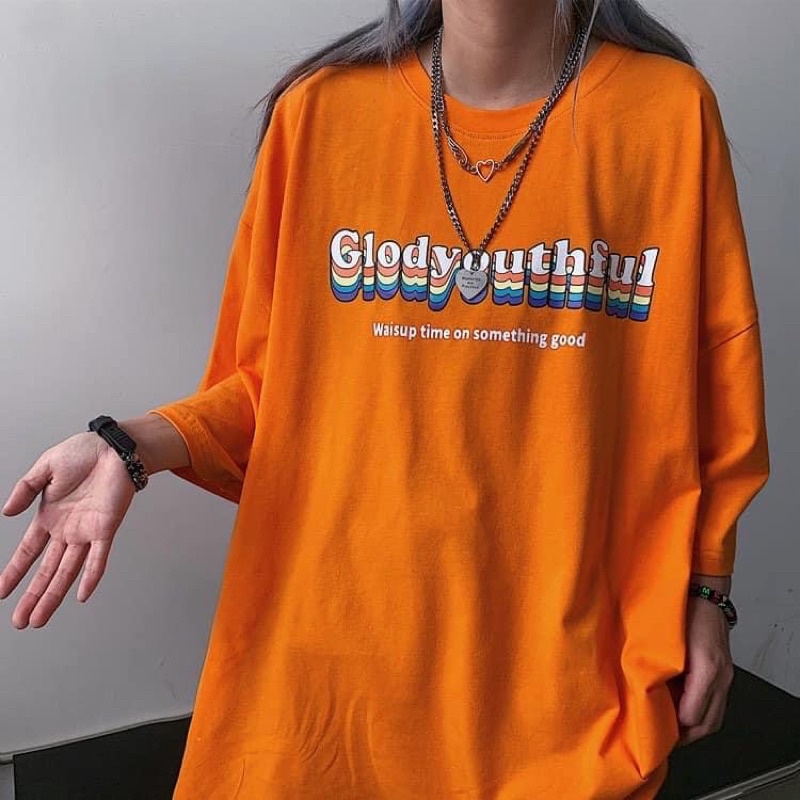 Áo thun unisex cổ tròn form rộng nam nữ hình in chữ