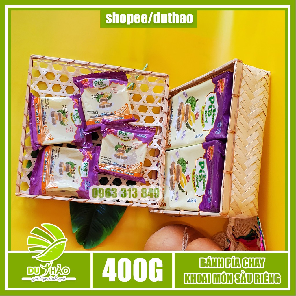 Bánh pía chay khoai môn sầu riêng Tân Huê Viên 400gr, bánh pía không trứng ăn chay