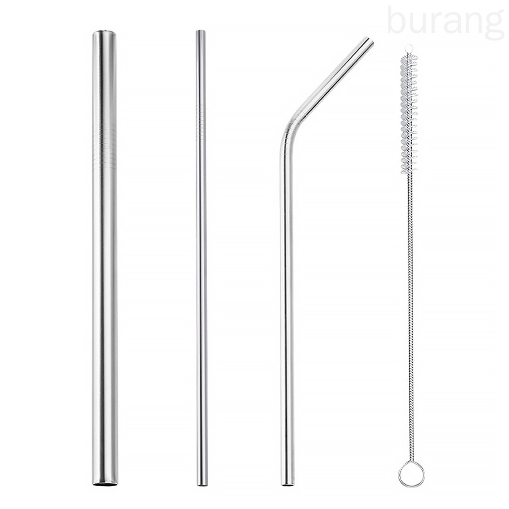 3 Ống hút bằng thép không gỉ có thể tái sử dụng có cọ vệ sinh tiện lợi
