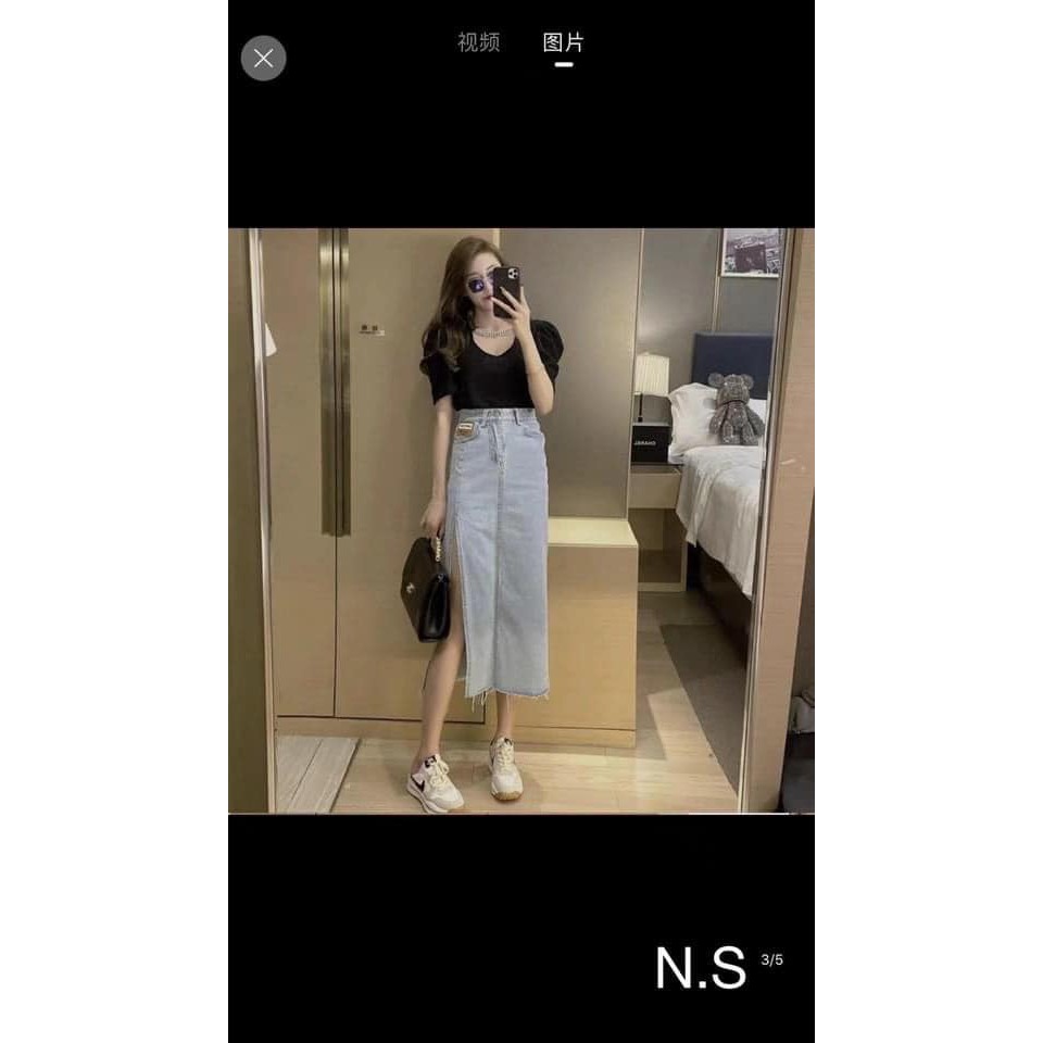 Chân váy jean XẺ SÂU 2 màu mã 1248+1249(kèm ảnh thật) | BigBuy360 - bigbuy360.vn