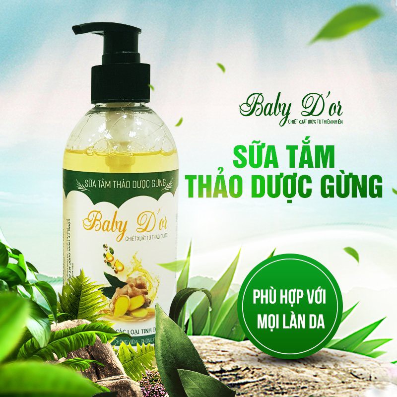 Sữa Tắm Thảo Dược Gừng Baby D'or Kháng Khuẩn Cho Làn Da Bé 300ml