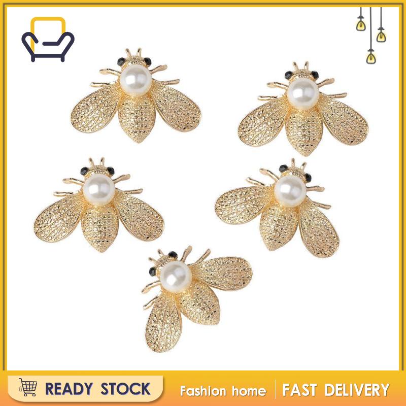 5 Nút hợp kim hình con ong đính ngọc trai 40mm