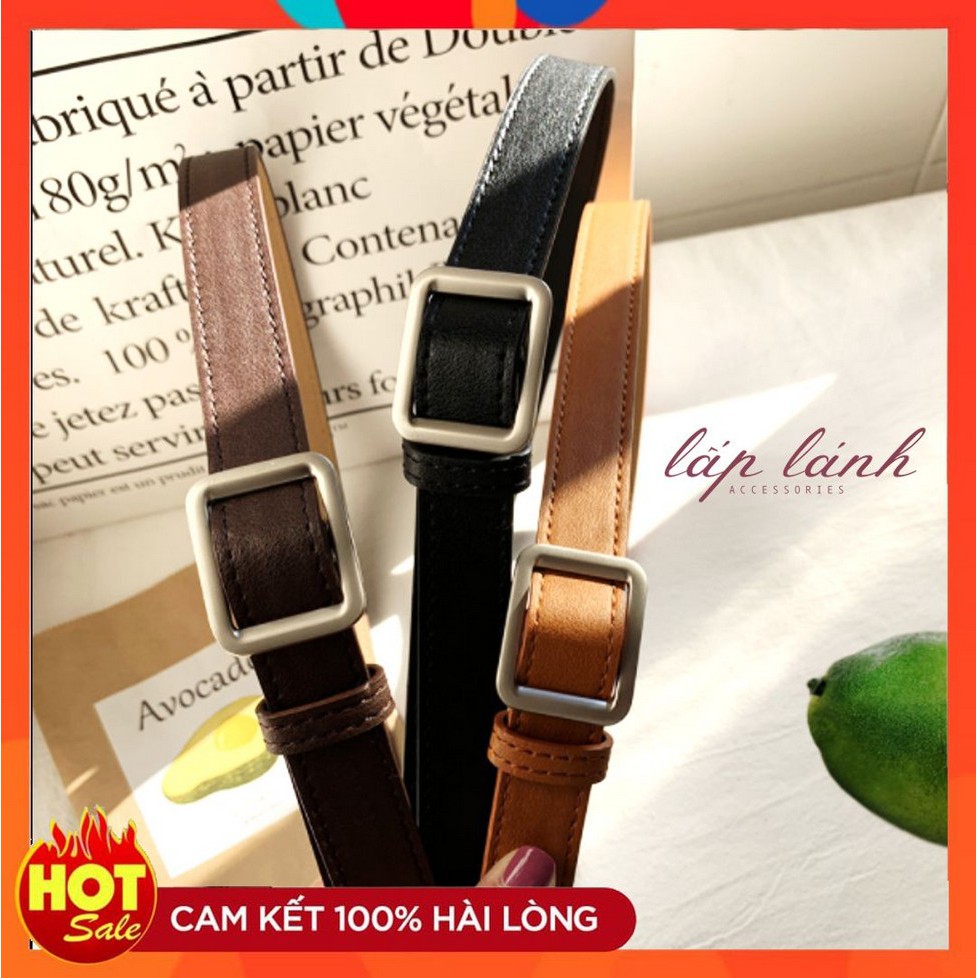 THẮT LƯNG DÂY LƯNG DA PU MẶT KIM LOẠI CHỮ NHẬT PHONG CÁCH RETRO CÁ TÍNH PHỐI QUẦN JEAN THỜI TRANG