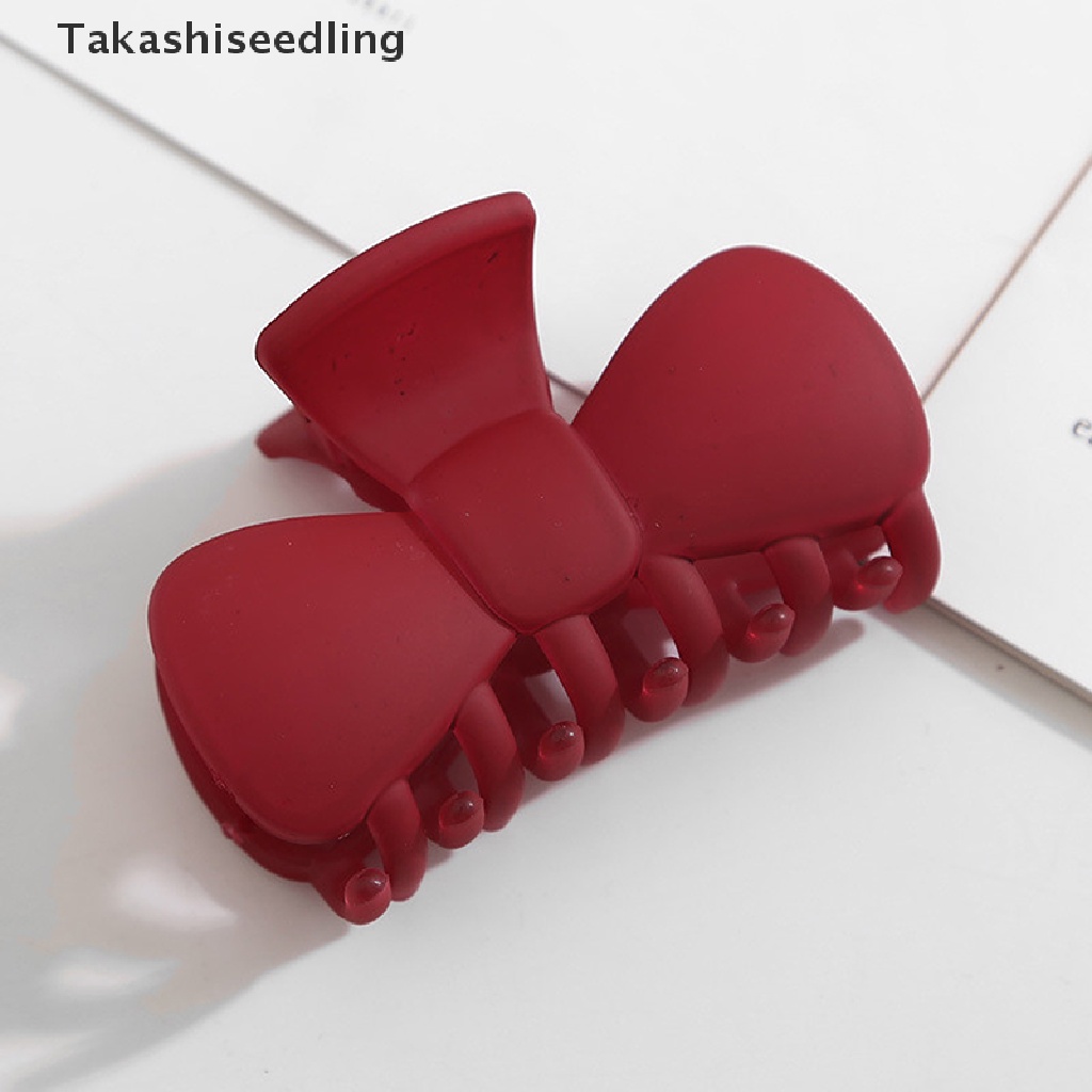 (Takashiseedling) Kẹp Tóc Càng Cua Bằng Acrylic Nhám Đính Nơ Thanh Lịch Hàn Quốc