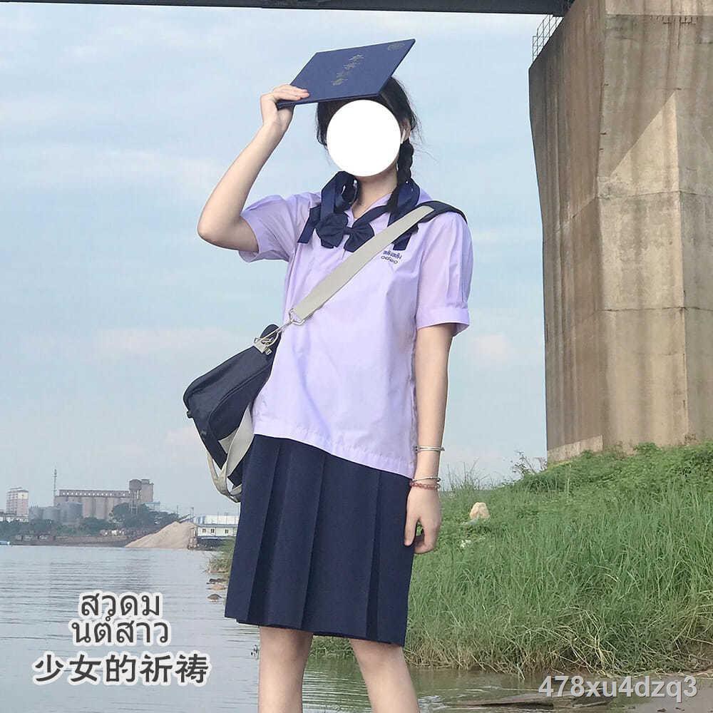 ™♦☫Đồng phục học sinh Thái Lan áo sơ mi nữ thủy thủ cổ tay phồng mùa hè mới [ship hàng trong vòng 15 ngày]