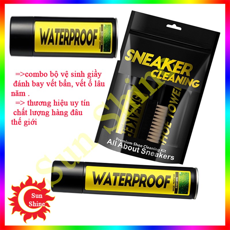 Sneaker Cleaning , Combo Bộ kit vệ sinh giày, xịt chống nước Waterproof 300ml và xịt khử mùi Shoes Deodorant 100ml