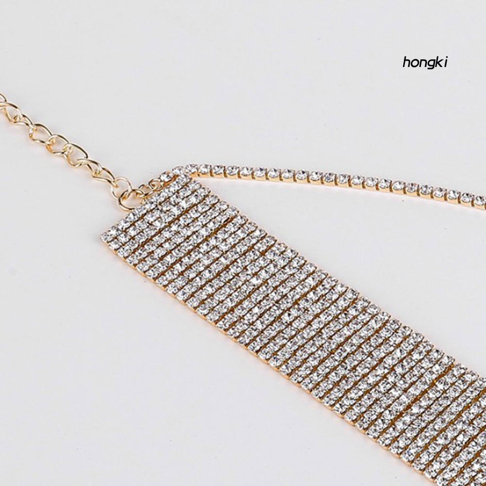 Vòng cổ choker nhiều lớp đính kim cương giả thời trang cho nữ