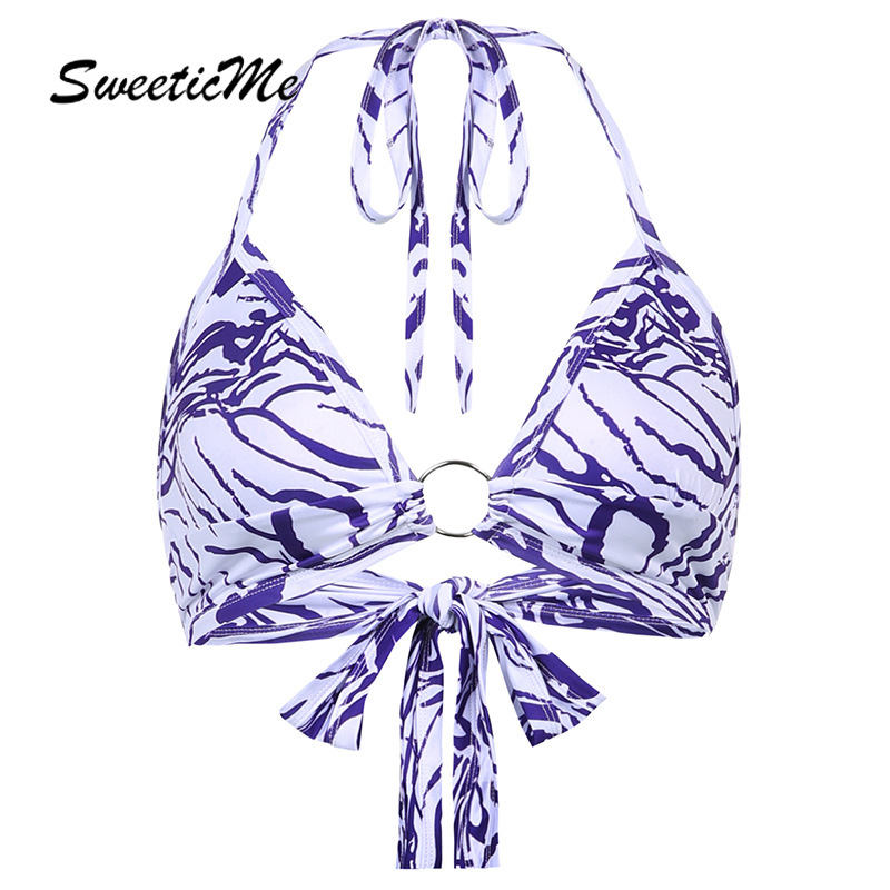 SweeticMe Women's 2021 New Sexy Halter Backless Tie Deep V-neck Vest