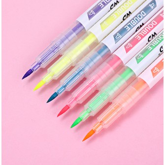 Set 06 Bút đánh dấu 2 đầu - bút highlight - bút nhớ dòng