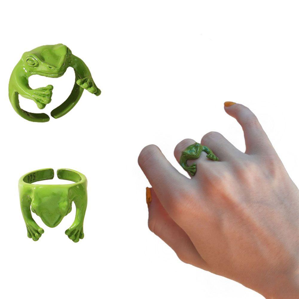 Nhẫn Hình Chú Ếch Dễ Thương Phong Cách Rock