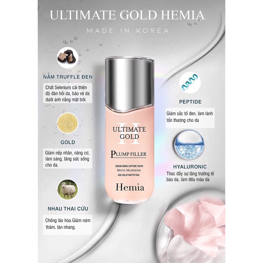 Serum Luxury Hemia Hàn Quốc, Dưỡng Trắng Căng Bóng, Phục Hồi Tái Tạo Da, Cấp Ẩm Chuyên Sâu, Chống Lão Hóa, Se Khít LCL