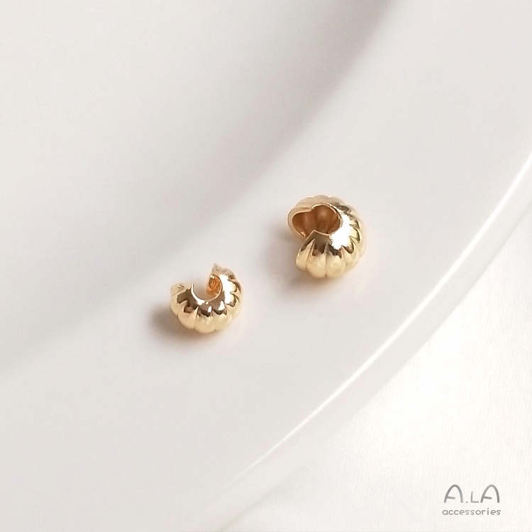 █diy゜14k●Set 10 Khóa Cài Hình Bán Nguyệt / Bí Ngô Màu Vàng 14K Dùng Làm Túi Xách / Vòng Tay DIY