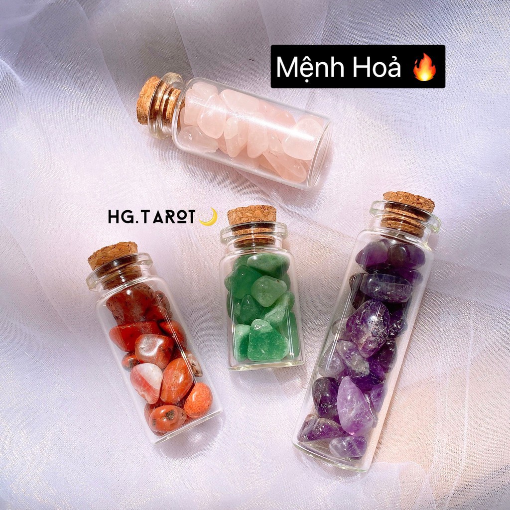Đá vụn tự nhiên, Hũ đá mini thanh tẩy tarot - Vật phẩm phong thuỷ không thể thiếu