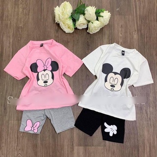 Bộ mickey quần lửng bé gái