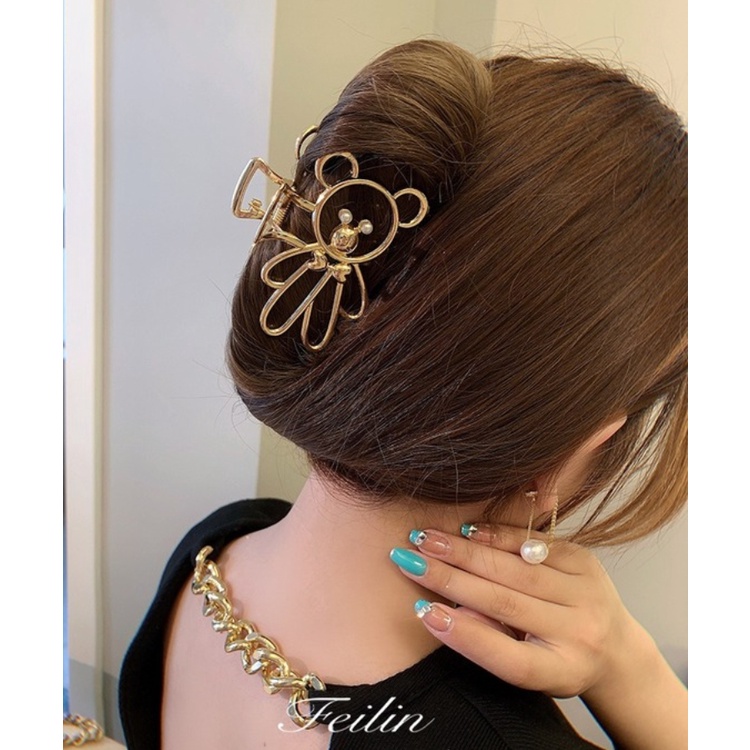 Kẹp Tóc Cỡ Lớn Bằng Kim Loại Thiết Kế Đơn Giản Phong Cách Hàn Quốc