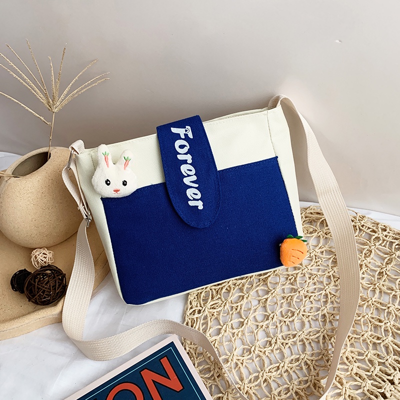 Túi tote đeo vai IELGY vải canvas mềm in họa tiết hoạt hình tươi mới cá tính cho nữ sinh