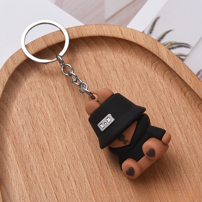 Móc Khóa Cool Ngầu Gấu Đội Nón Siêu Dễ Thương Nhiều Màu