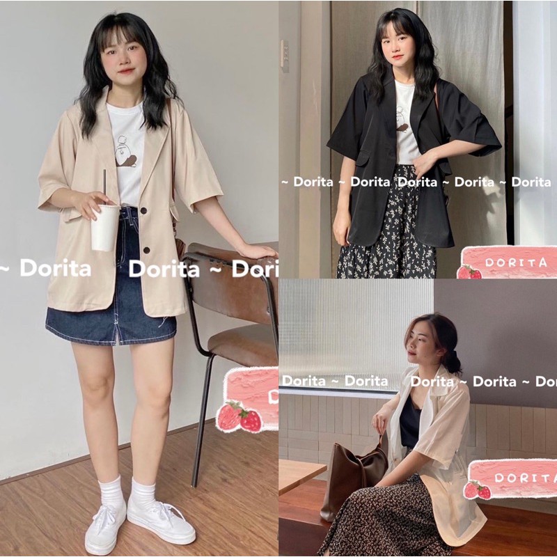 Áo blazer tay lỡ form rộng 2 cúc, Áo Blazer 1 lớp phong cách Hàn Quốc 2021 - Dorita Boutique