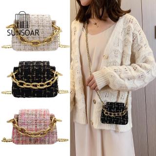 Women Woolen Messenger Shoulder Bags Mini Shopping Totes Flap Chain Handbag