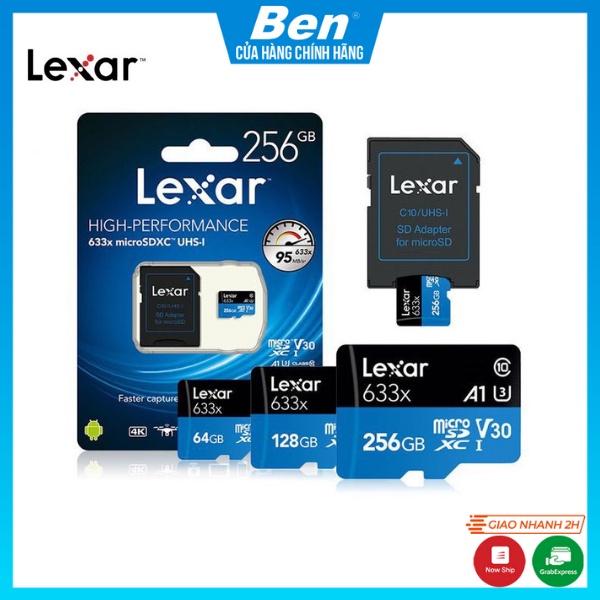 Thẻ nhớ 32Gb 64Gb 128Gb 256Gb Lexar MicroSD class 10 UHS-I - 80MB/s BH 36 Tháng