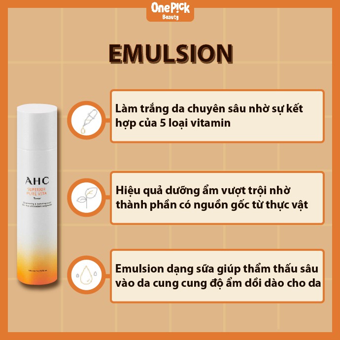 OnePick) Set dưỡng da với hàm lượng 5 loại vitamin dồi dào, trắng da, dưỡng ẩm [AHC Superior Pure Vita Skin Care Set]