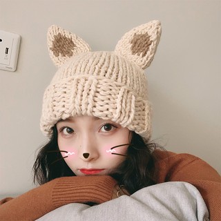 [Ask Xiangfang] Mũ Len Dệt Kim Giữ Ấm Tai Mèo Dongdaemun Dễ Phối Đồ Thời Trang Thu Đông Phong Cách Hàn Quốc Nhật Bản ins Cho Nữ