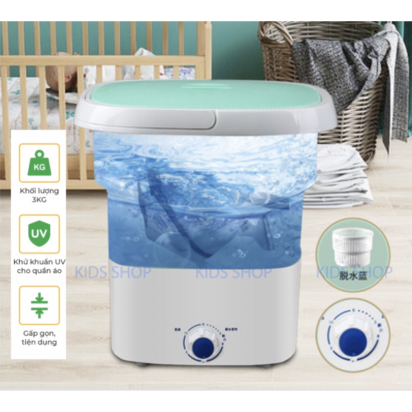 Máy giặt gấp gọn loại to kèm lồng vắt tiện dụng, giặt sạch sâu, dành cho cá nhân, gia đình nhỏ- Xả kho