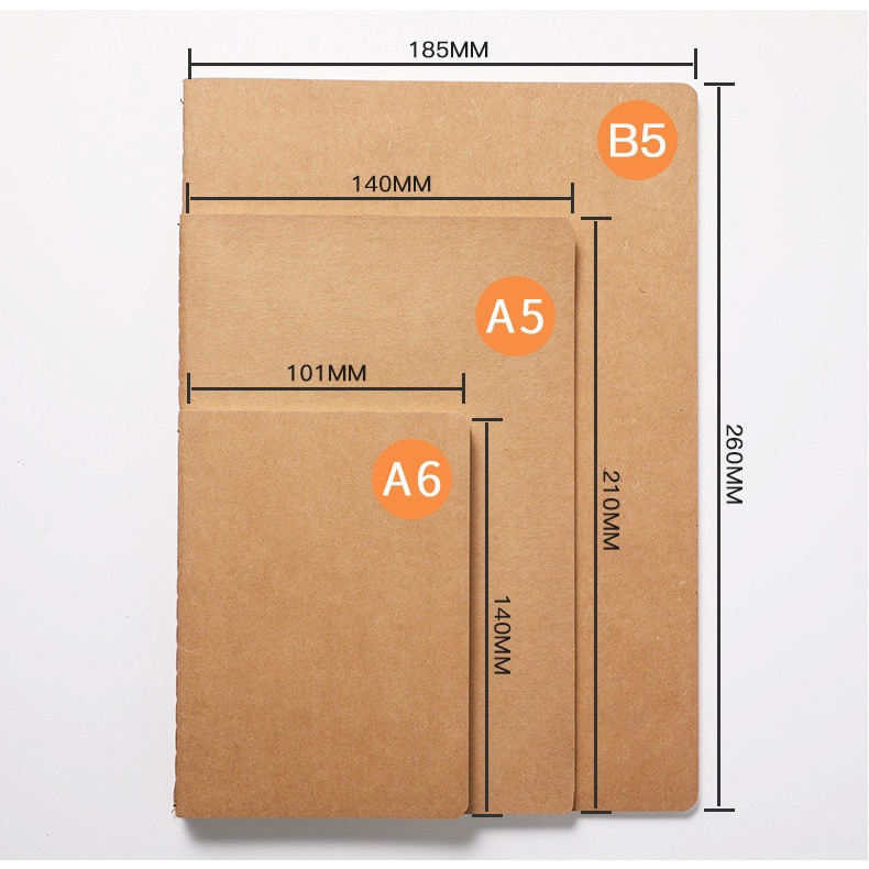 Sổ Giấy Trơn A6, 10*15 cm, Bìa Kraft Nhật, Sổ Giấy Kraft Ruột Giấy Ford Kem Chất Dầy Không Lem Thấm