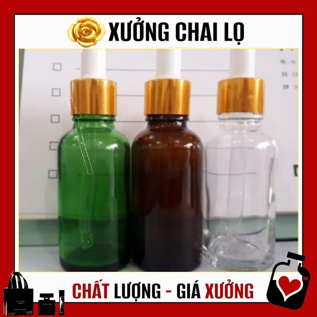 Lọ Chiết Serum ❤ TOP GIÁ RẺ ❤ [50ml,100ml] Lọ đựng tinh dầu bóp giọt khoen vàng, phụ kiện du lịch