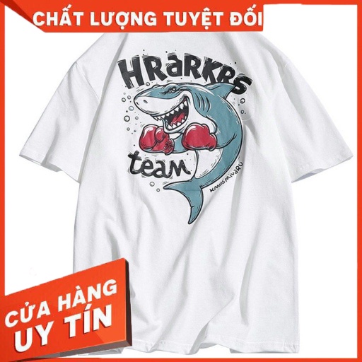 Áo Thun Tay Lỡ In Hrarkrs Cá Mập