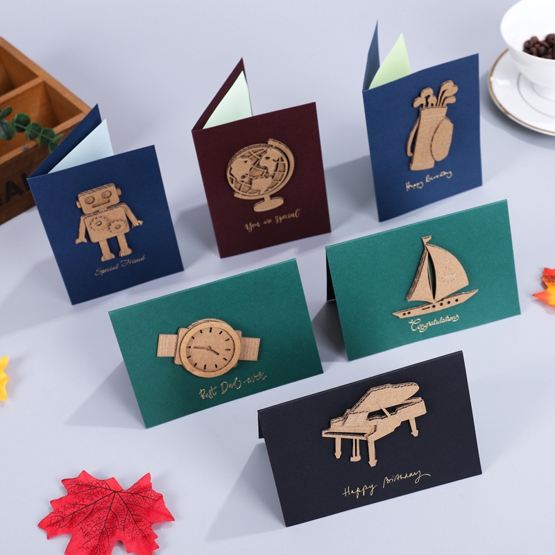 Thiệp chúc mừng sinh nhật bằng giấy kraft 3D kiểu phong bì