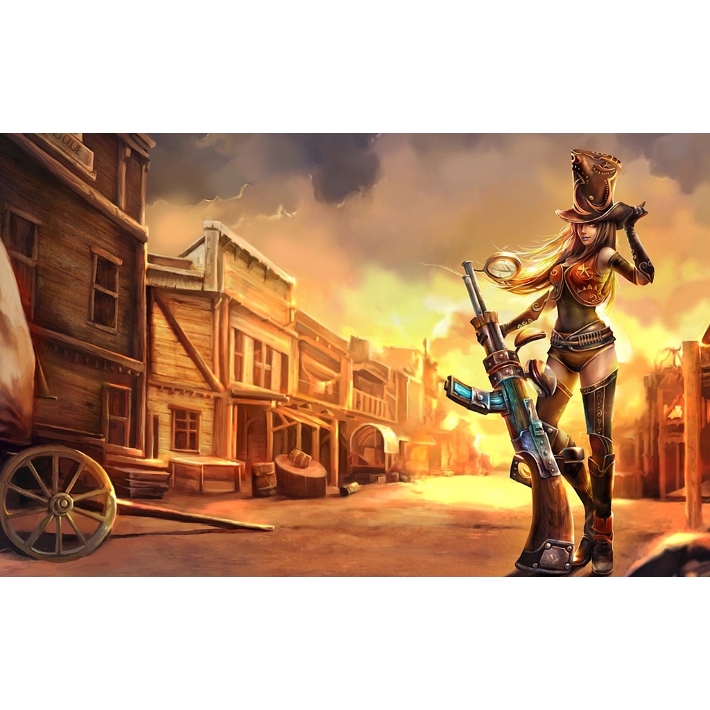 Poster A3, A4, A5 dán tường League of Legends, decal trang trí có keo CAITLYN - Mẫu 2, nhận in theo yêu cầu