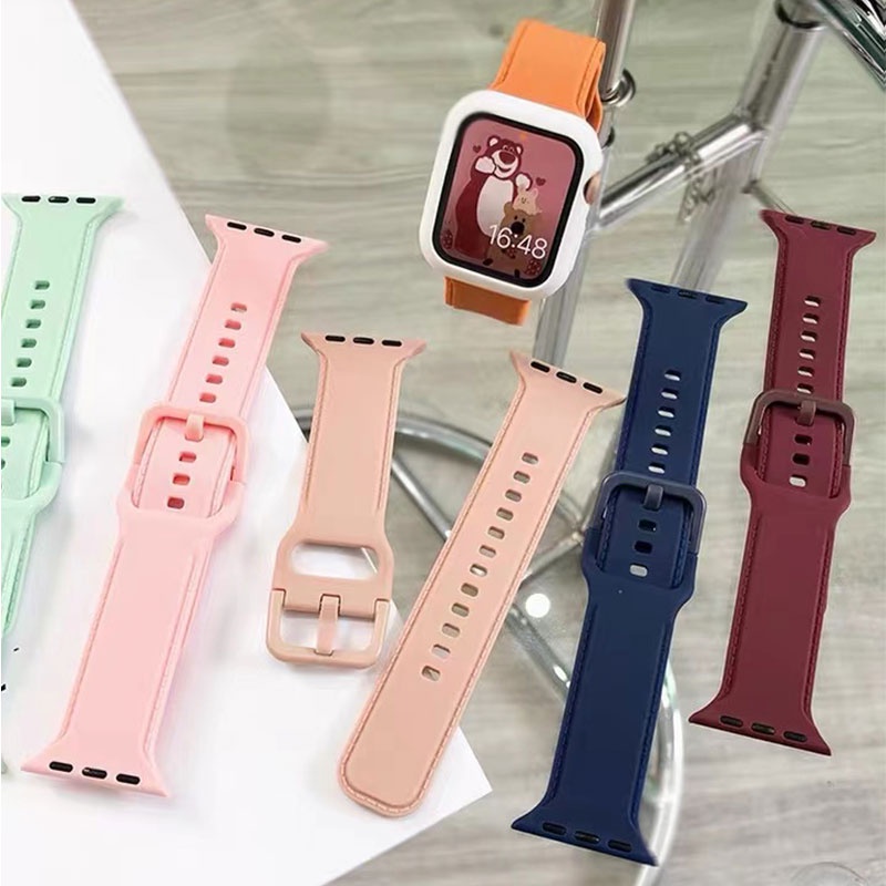 Dây Silicone Thay Thế Cho ĐồNg Hồ Apple 45mm 41mm44mm 40mm 42mm 38mm iWatch series 7 6 se 5 4 3 2