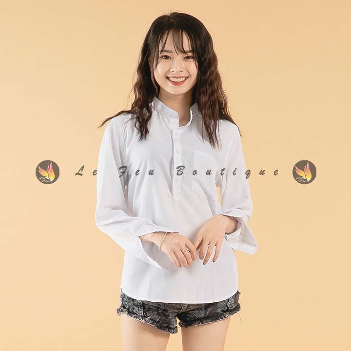 Áo Sơ Mi Nữ Cổ Tàu Dáng Chui Trơn - SMT06-T