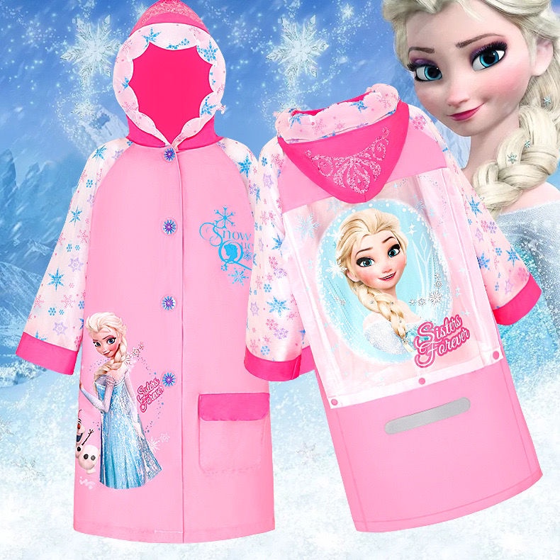 Áo Mưa Dày Chống Trơn Trượt Họa Tiết Công Chúa Elsa Disney Dễ Thương Cho Bé Gái