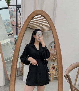 SET ÁO SƠ MI CỘT EO KÈM QUẦN SHORT (KÈM VIDEO HÌNH THẬT)