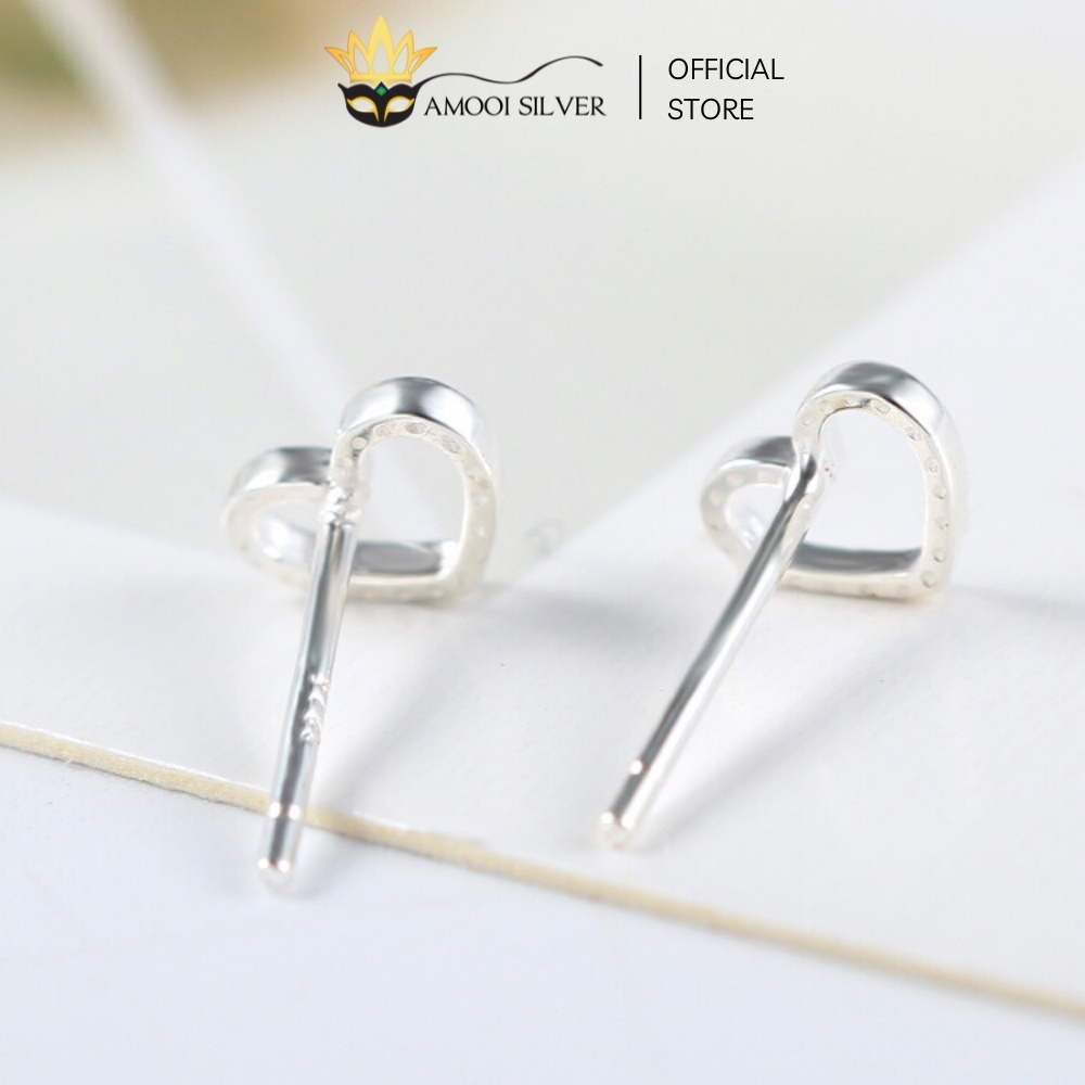 Bông Tai Bạc Cao Cấp S925 Mẫu Tim Đơn Rỗng - Amooi Silver AB02