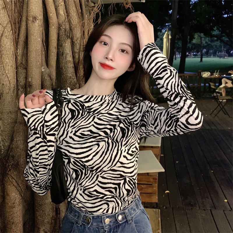 Áo thun ZHELIHANGFEI tay dài cổ tròn thời trang trẻ trung