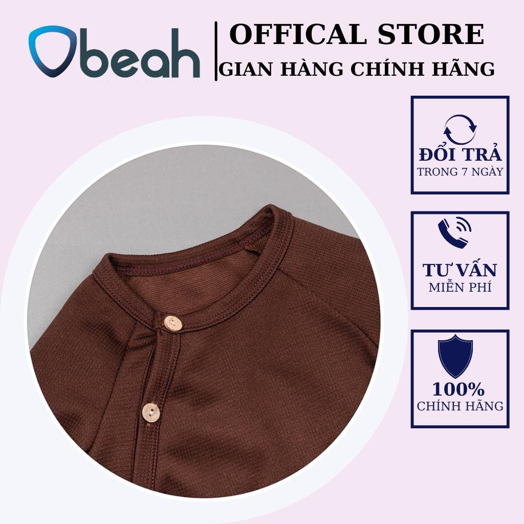 đồ bộ cho bé, set bộ kèm mũ màu Socola chất liệu cotton tổ ong Fullsize 59 đến 90 cho bé yêu từ 0 đến 24 tháng