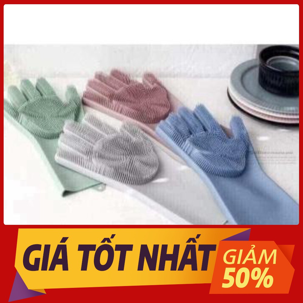 [Sale toàn shop] GĂNG TAY SILICOL KIÊM MIẾNG RỬA BÁT THẦN THÁNH