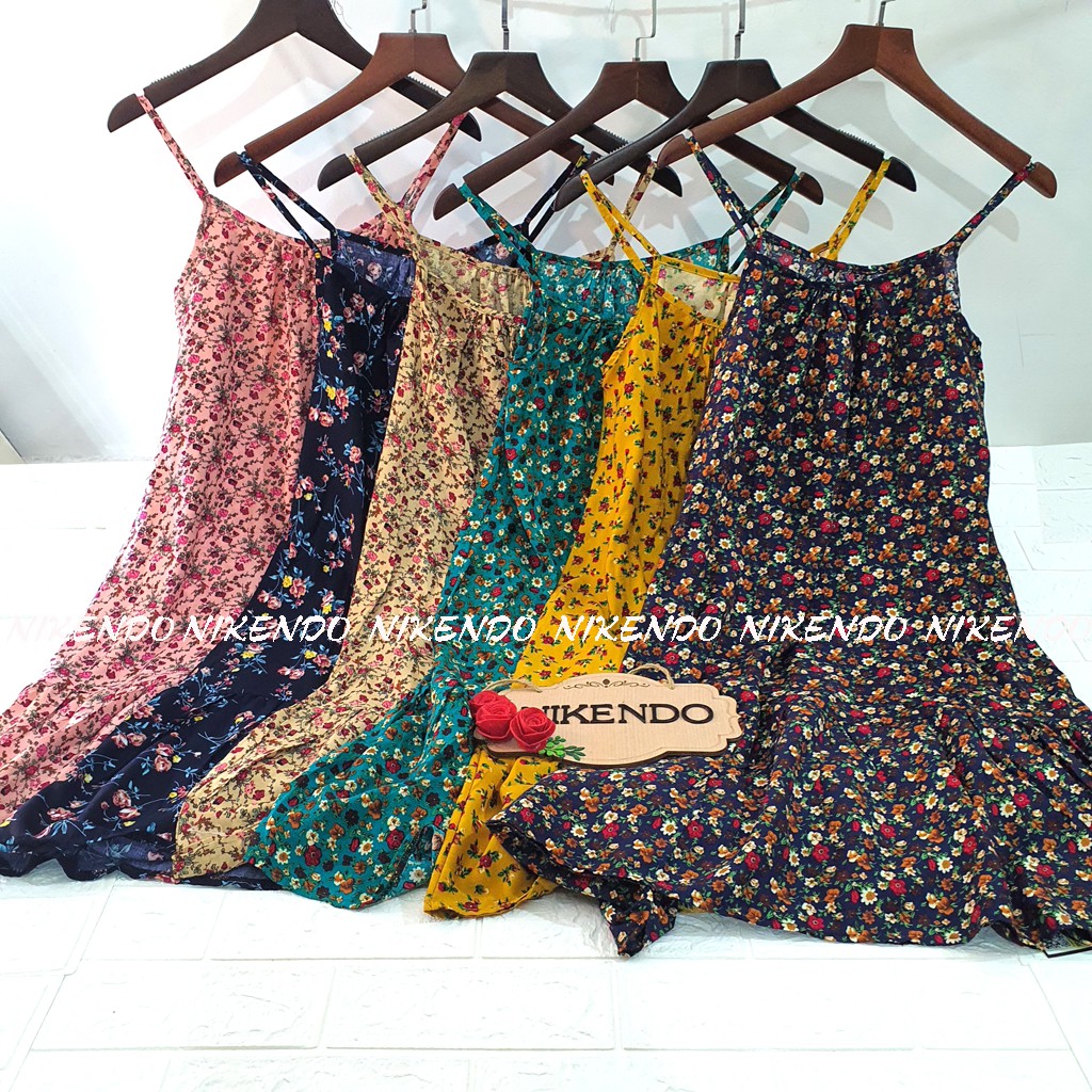 Váy 2 Dây Hoa Nhí Vải Lanh Quai Buộc – Váy Lanh 2 Dây Dáng Xòe Nikendo VL1 | BigBuy360 - bigbuy360.vn