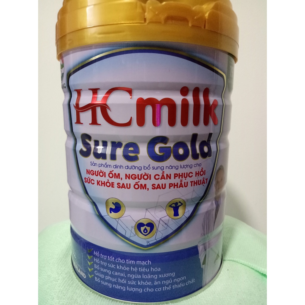 Sữa phục hồi sức khỏe cho người lớn, ăn uống kém HCmilk Sure Gold 900g, ngừa loãng xương, tiêu hóa tốt