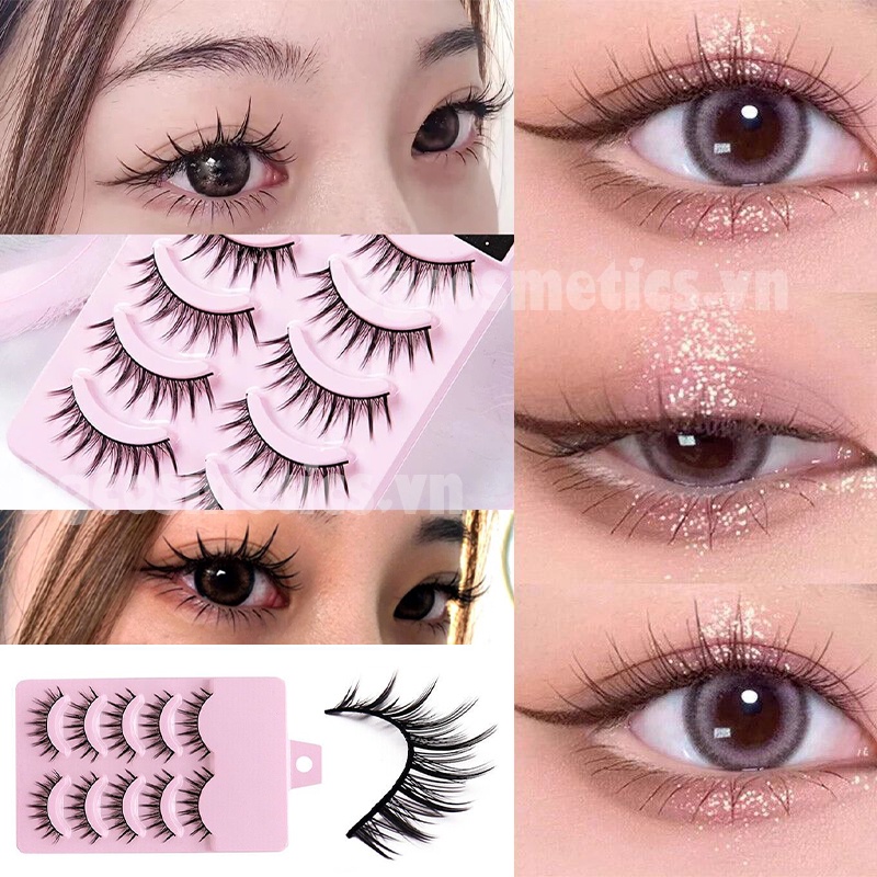 Beauty GLAZED Bộ 5 Cặp Lông Mi Giả 5D Màu Đen Lâu Trôi Trang Điểm Tự Nhiên
