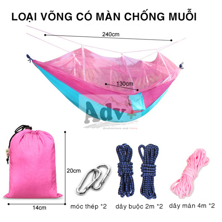 Võng dù đôi dã ngoại cắm trại phượt du lịch có mùng màn - MUÔN PHƯƠNG SHOP | BigBuy360 - bigbuy360.vn