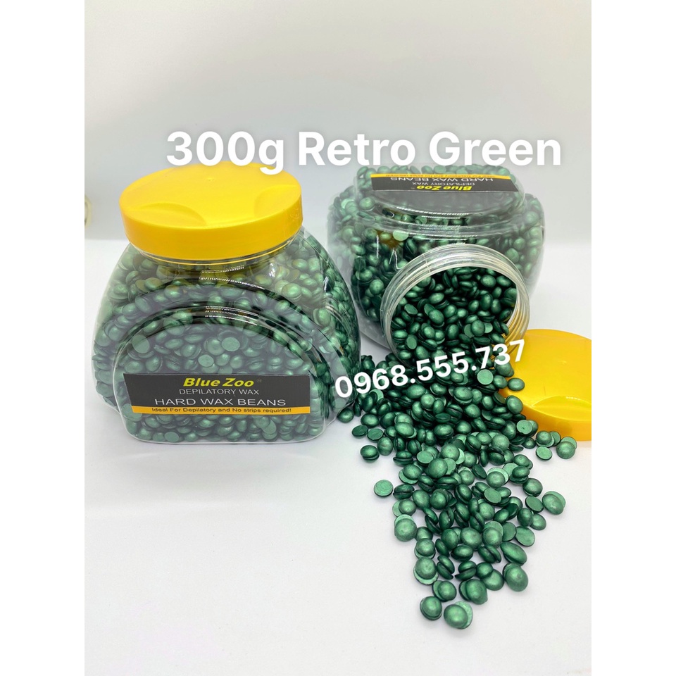 100g Sáp wax lông Bluezoo Retro Premier Trà xanh Nhũ Preal Kháng khuẩn siêu bám lông